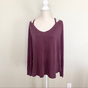 🌿Time & Tru Purple Cold Shoulder Blouse Size XXL
